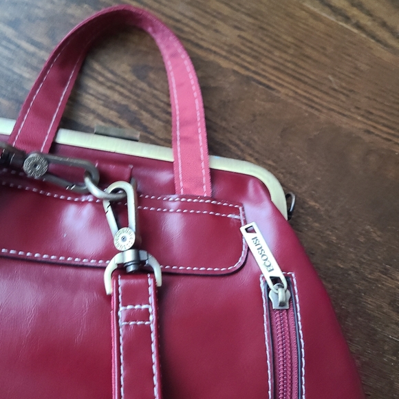 Ecosusi red leather backpack 11×10×4in. - Picture 4 of 5